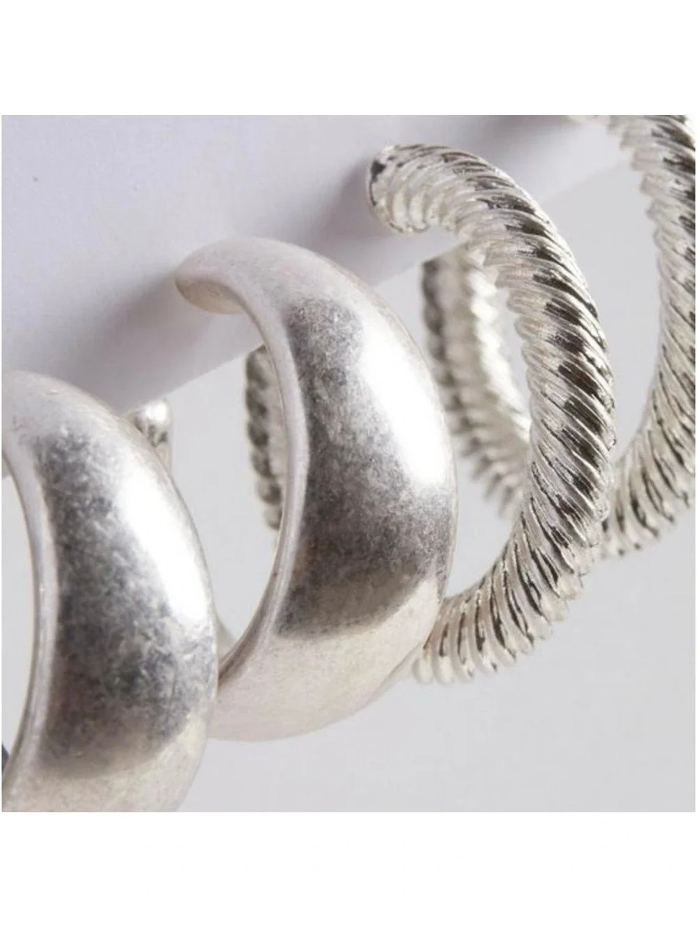 Torrid Silver Hoop Earrings 3 Pair Twisted Ribbed Smooth NEW